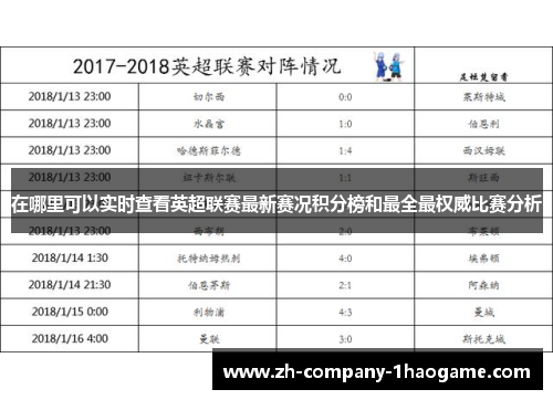 在哪里可以实时查看英超联赛最新赛况积分榜和最全最权威比赛分析