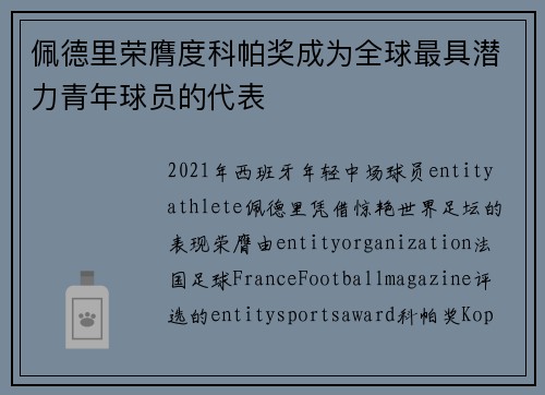 佩德里荣膺度科帕奖成为全球最具潜力青年球员的代表 佩德里荣膺度科帕奖成为全球最具潜力青年球员的代表